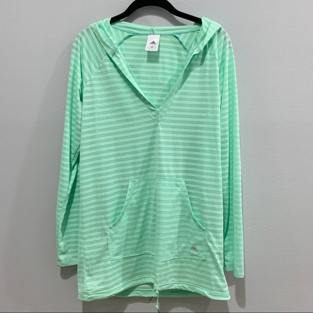 Oversized Lightweight Green ADIDAS Hoodie Size XS